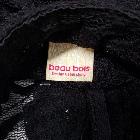 Vintage Beau Bois Sleeveless Top Womens Medium Black Mock Neck Y2K Lace Goth - Picture 3 of 11